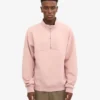 Pull col zippé bio - Rose délavé