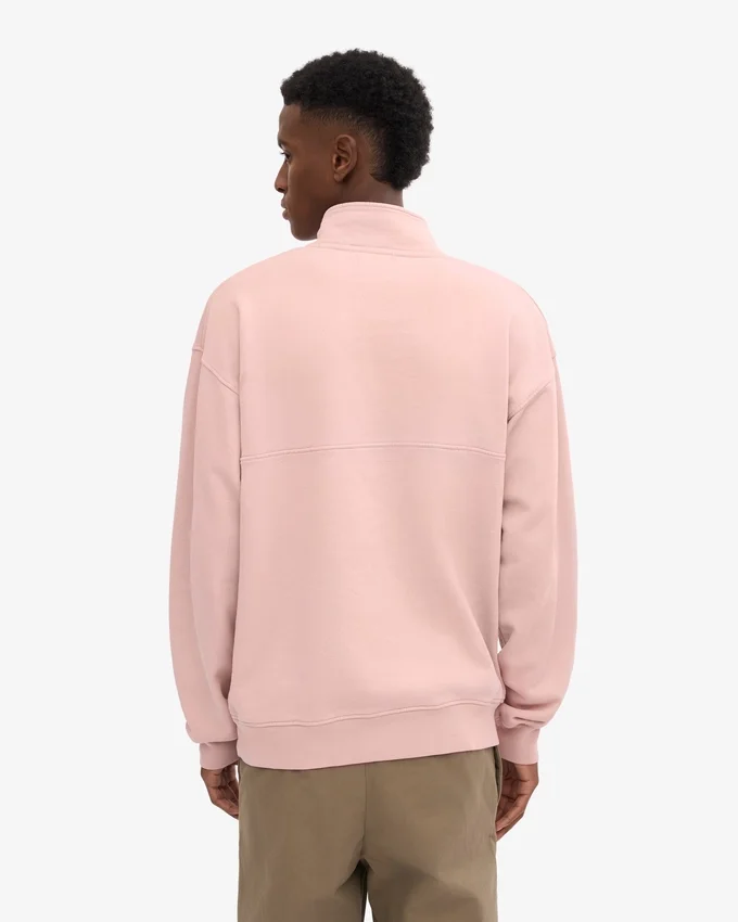 Pull col zippé bio - Rose délavé