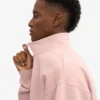 Pull col zippé bio - Rose délavé