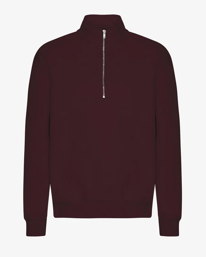 Pull col zippé bio - Rouge sang de bœuf