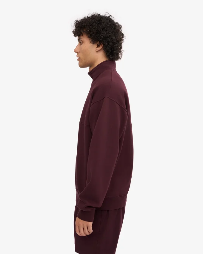 Pull col zippé bio - Rouge sang de bœuf