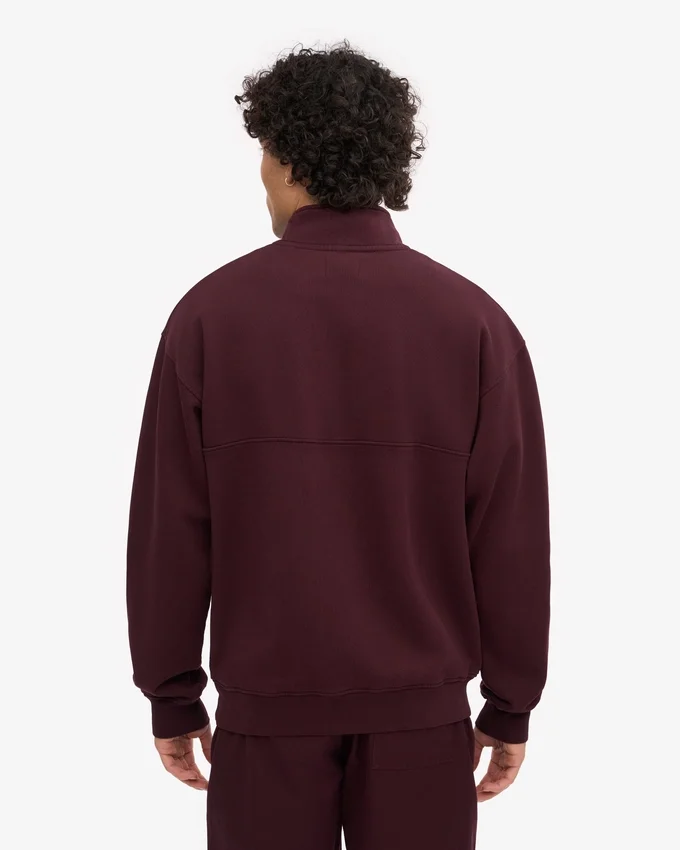 Pull col zippé bio - Rouge sang de bœuf