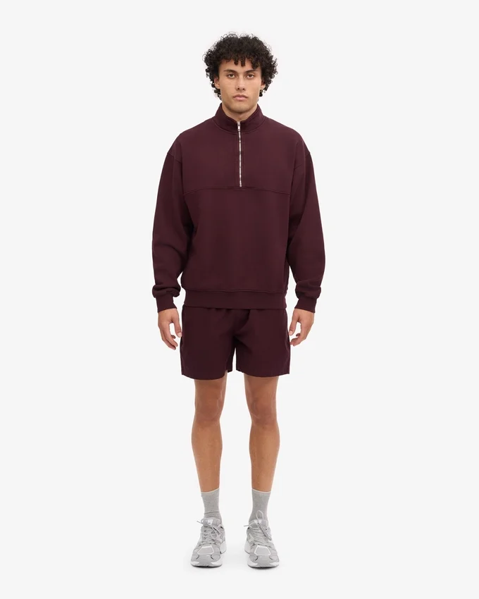 Pull col zippé bio - Rouge sang de bœuf