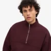 Pull col zippé bio - Rouge sang de bœuf