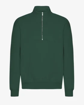 Pull col zippé bio - Vert émeraude