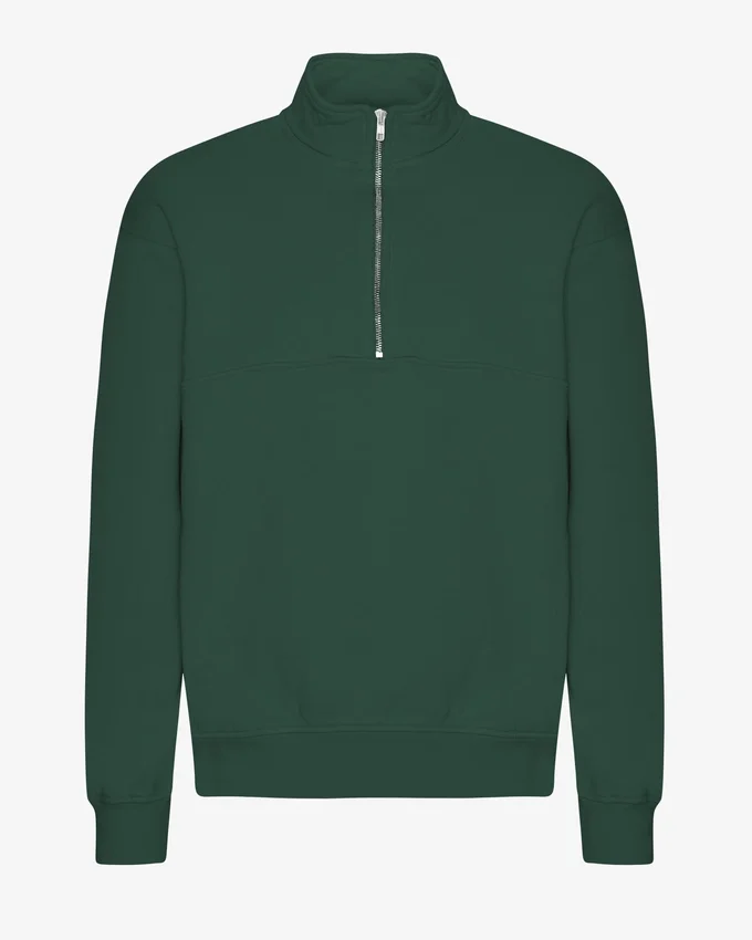 Pull col zippé bio - Vert émeraude
