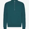 Pull col zippé bio - Vert océan