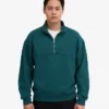 Pull col zippé bio - Vert océan