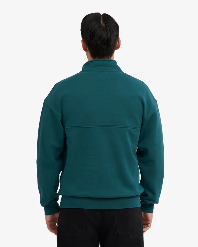 Pull col zippé bio - Vert océan