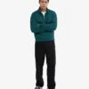 Pull col zippé bio - Vert océan