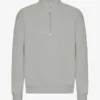Pull col zippé court en coton bio - Bleu acier