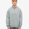 Pull col zippé court en coton bio - Bleu acier