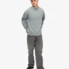 Pull col zippé court en coton bio - Bleu acier