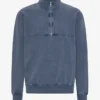 Pull col zippé en coton bio - Bleu Neptune