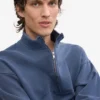 Pull col zippé en coton bio - Bleu Neptune