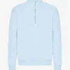 Pull col zippé en coton bio - Bleu polaire
