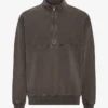 Pull col zippé en coton bio - Boue délavée