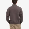 Pull col zippé en coton bio - Boue délavée