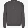 Pull col zippé en coton bio - Gris lave