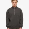 Pull col zippé en coton bio - Gris lave