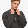 Pull col zippé en coton bio - Gris lave