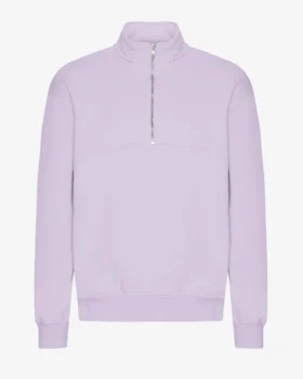 Pull col zippé en coton bio - Lavande pâle