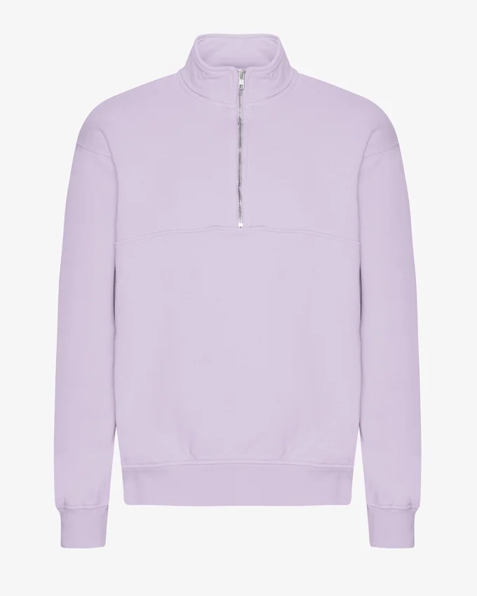 Pull col zippé en coton bio - Lavande pâle