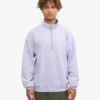 Pull col zippé en coton bio - Lavande pâle