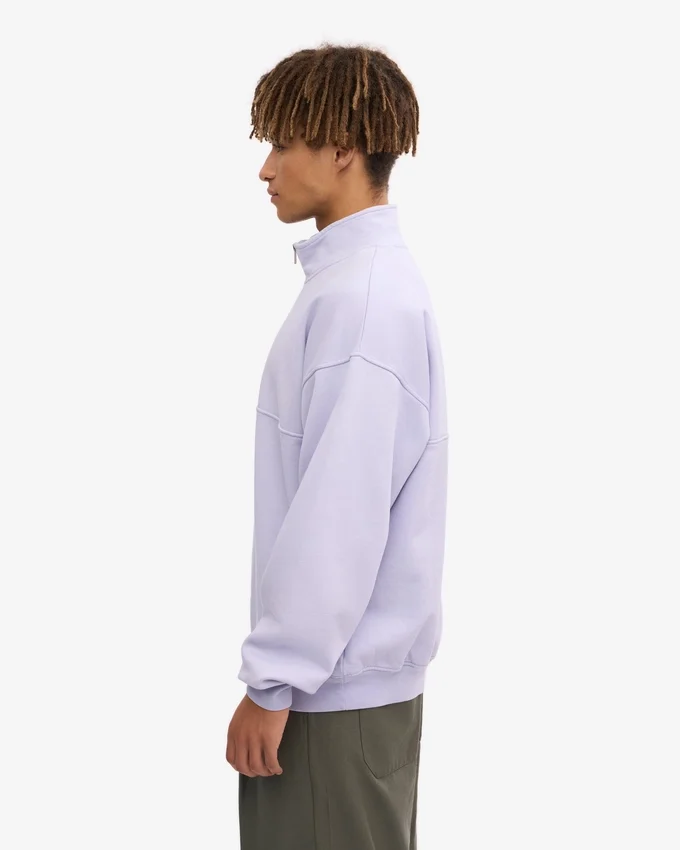 Pull col zippé en coton bio - Lavande pâle
