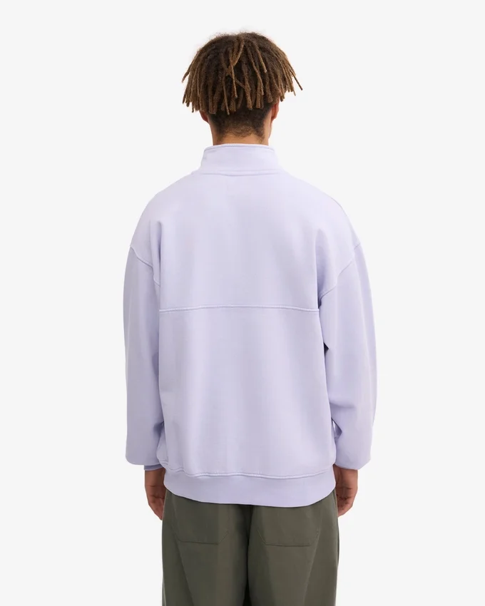 Pull col zippé en coton bio - Lavande pâle