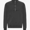 Pull col zippé en coton bio - Noir délavé