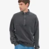 Pull col zippé en coton bio - Noir délavé