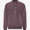Pull col zippé en coton bio - Raisin délavé