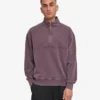 Pull col zippé en coton bio - Raisin délavé