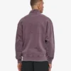 Pull col zippé en coton bio - Raisin délavé
