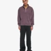 Pull col zippé en coton bio - Raisin délavé