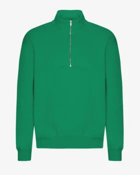 Pull col zippé en coton bio - Vert Kelly