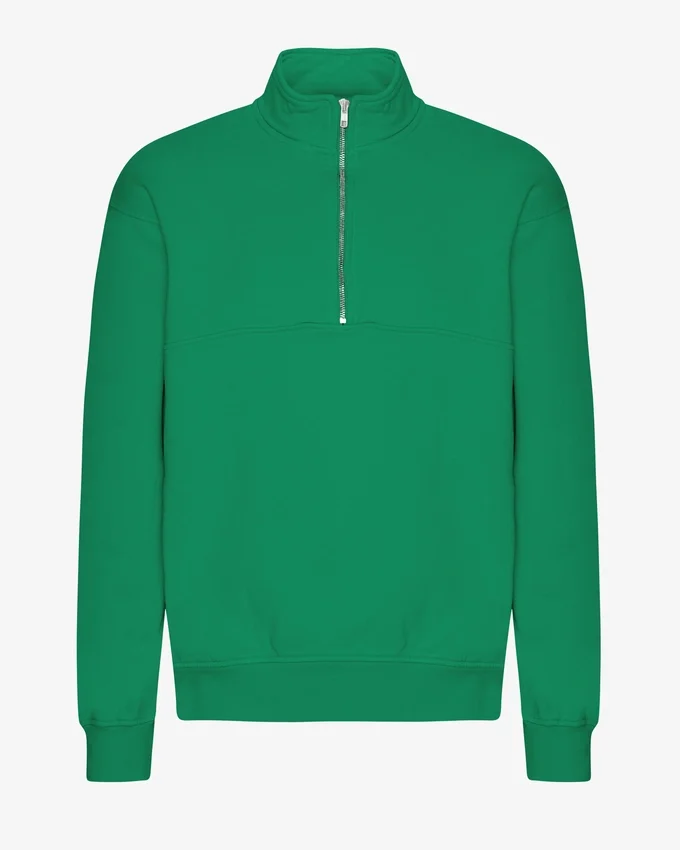 Pull col zippé en coton bio - Vert Kelly