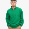 Pull col zippé en coton bio - Vert Kelly