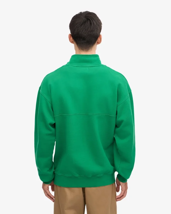 Pull col zippé en coton bio - Vert Kelly