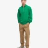 Pull col zippé en coton bio - Vert Kelly