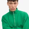 Pull col zippé en coton bio - Vert Kelly