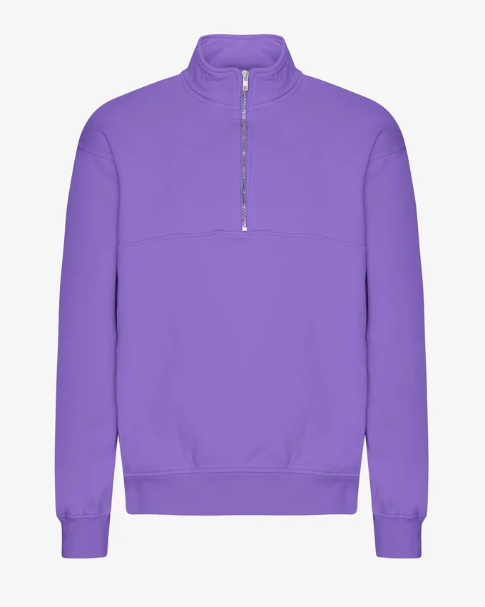 Pull col zippé en coton bio - Violet ultra