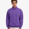 Pull col zippé en coton bio - Violet ultra