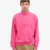 Pull col zippé en laine bio - Rose bubble-gum