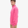 Pull col zippé en laine bio - Rose bubble-gum