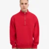 Pull col zippé en laine biologique - Rouge écarlate