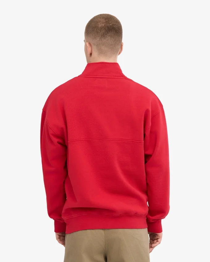 Pull col zippé en laine biologique - Rouge écarlate