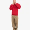 Pull col zippé en laine biologique - Rouge écarlate