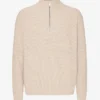 Pull col zippé en laine mérinos - Blanc ivoire